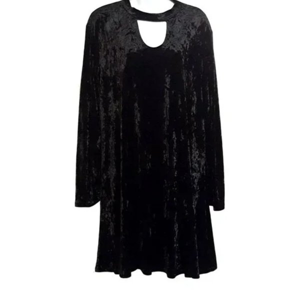 3X Plus Size M. Fasis Black Velvet Swing Dress Womens Gothic Goth - Picture 1 of 3